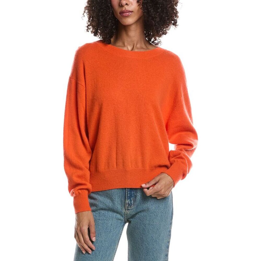 Brodie Cashmere Womens  Milly Crewneck 100% Cashmere Sweater, Purple